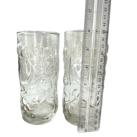 VTG Libbey Orchard Fruit Clear Pitcher + 2 Glasses Pressed Glass Raised Fruit - Picture 12 of 15